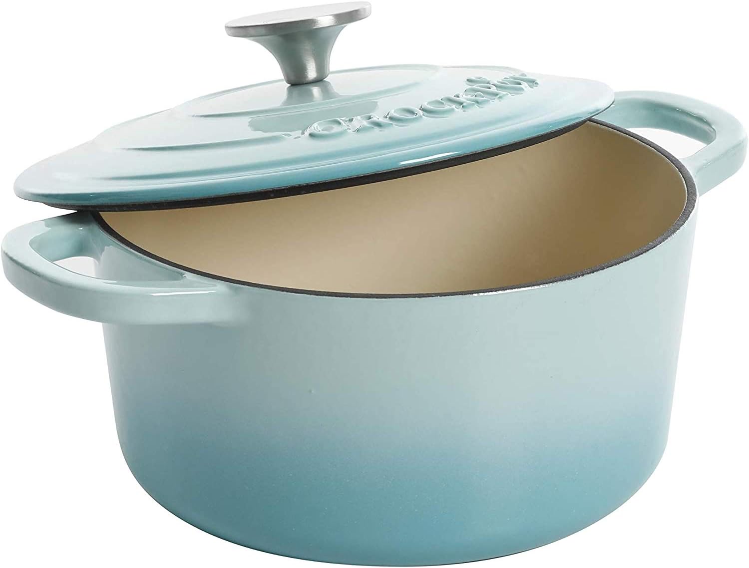 3 Quart Enameled Cast Iron Dutch Oven – Aqua - Curated Catalog Z6